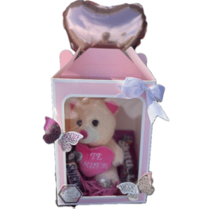 Caja con Peluche, Chocolates y Globo