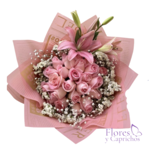 Rosas y Lirios en Ramo