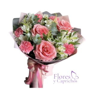 10 Rosas Rosadas en Ramo