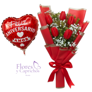 Ramo de Tulipanes y Globo