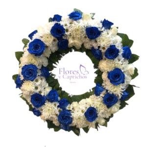 Corona en Rosas Azules