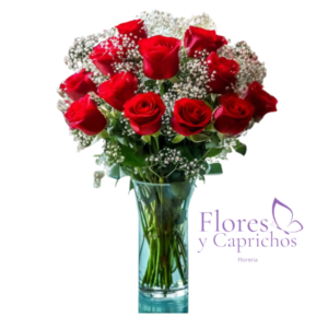 12 Rosas en Florero