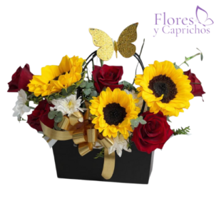 Carterita con Rosas y Girasoles