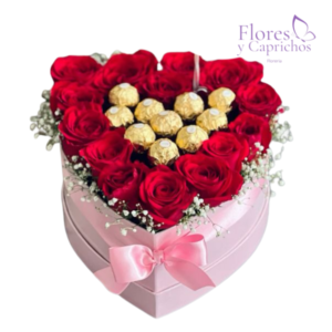 Caja Corazon Rosas y Bombones