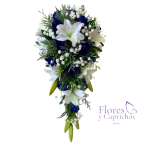 Ramo de Novia en Lirios y Rosas Azules