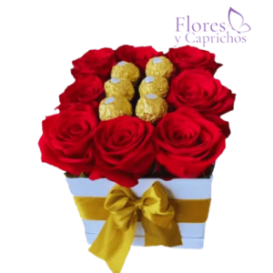 Caja con Rosas y Bombones