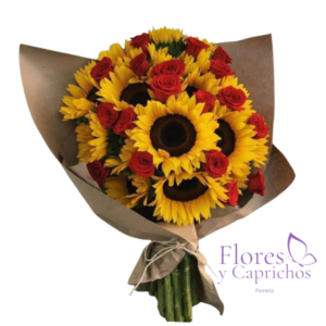 Ramo Redondo en Girasoles y Rosas