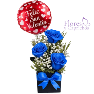 Box de Rosas Azules + Globo