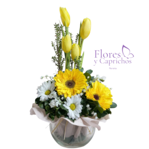 Pecera en Tulipanes Amarillos