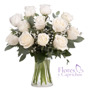Florero en Rosas Blancas