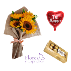 Girasoles+ Bombones y Globo