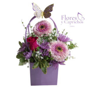 Cartera en Gerberas Lilas