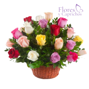 Canasta en Rosas Surtidas